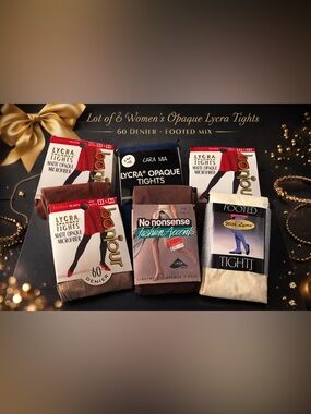 Women’s Tights Lot 6 Pairs Lycra Opaque 60 Denier Bonjour Cara Mia No Nonsense